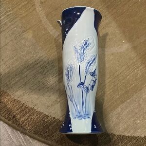Blue and White Floral Vase